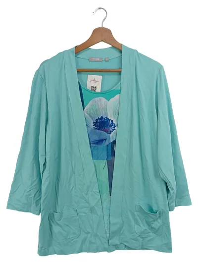 Rabe Damen Strickjacke Gr. 42/XL Blau Viskose Elegant Klassisch