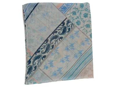 Codello Damen Schal Tuch Paisley Blau Beige Blumenmuster 69x60 cm