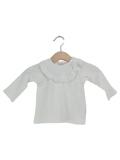 HUST & CLAIRE Kinder Pullover Gr. 62 Weiß Langarm Rüschen Baumwolle