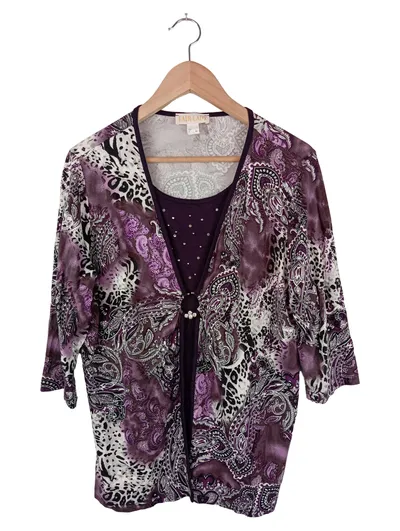 FAIR LADY Damen Leichte Jacke 44/L Lila Paisley Animal-Print Vintage Elegant