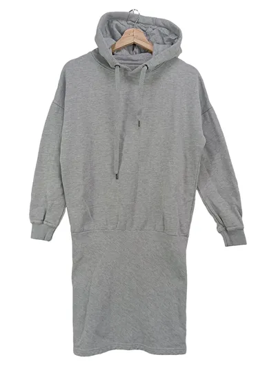 DEFSHOP Damen Freizeitkleid Hoodie Kleid Gr. 34/XS Grau Streetwear
