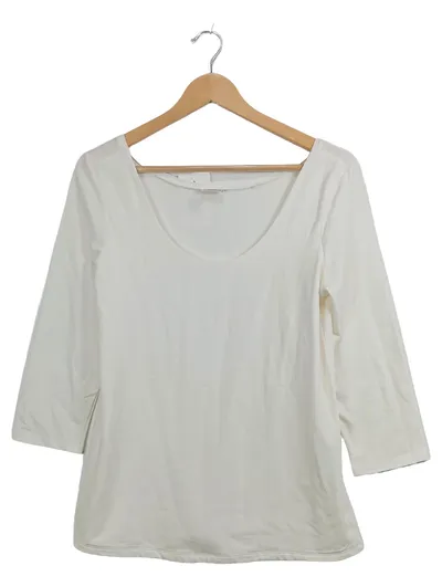 MGXX Damen Langarmshirt 3/4-Arm Basic Weiß Gr. 40 Baumwolle Modal Stretch