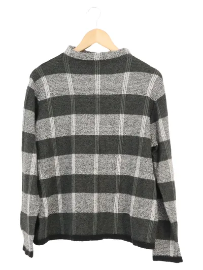 ARISTON Damen Pullover Grau Kariert Vintage Gr. 40/M Langarm