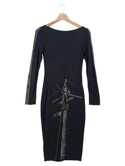 ISABEL DE PEDRO Blusenkleid Damen Gr. 36/S Schwarz Grafisch Vintage Streetwear