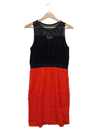 SANDRO Damen Etuikleid Gr. 36/S Rot Schwarz Elegant Streetwear