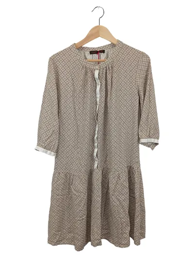 CAFE NOIR Damen Blusenkleid Gr. 36/S Braun Geometrisch Elegant Freizeit
