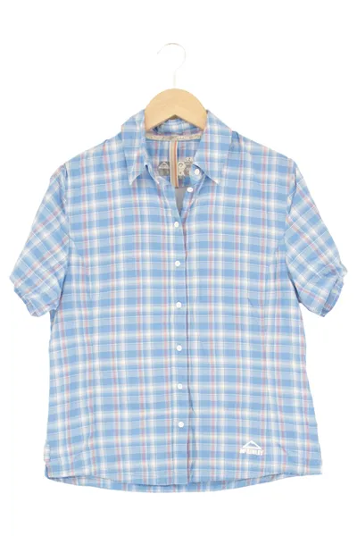 MCKINLEY Damen Bluse Gr. 42/XL Blau Kariert Kurzarm Outdoor Hemdbluse