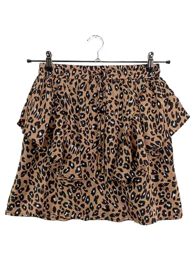 Sofie Schnoor Minirock Damen 34/XS Braun Animal-Print Rüschen Streetwear