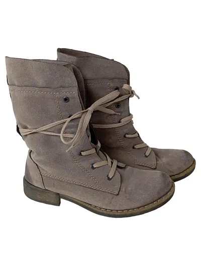 RIEKER Herren Stiefel Gr. 40 Grau Wildleder Schnürstiefel Vintage