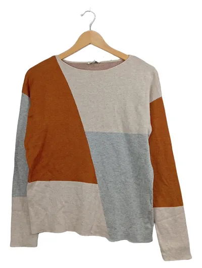Tom Tailor Damen Pullover Gr. 34/XS Colorblock Beige Orange Grau