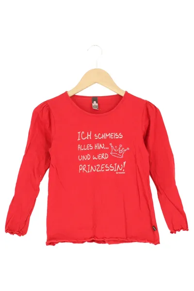 TRIGEMA Kinder Pullover Gr. 152 Rot Prinzessin Schriftzug Langarm Baumwolle