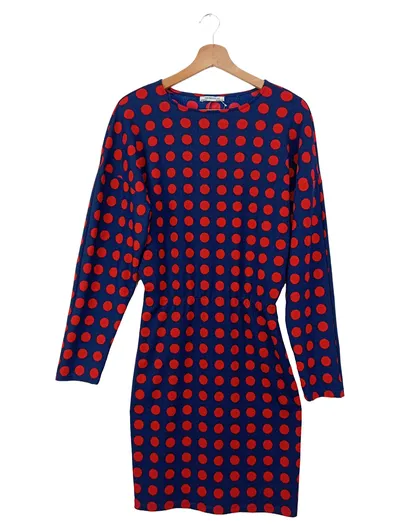 Zara Trafaluc Blusenkleid Damen 36/S Blau Rot Punkte Vintage Streetwear
