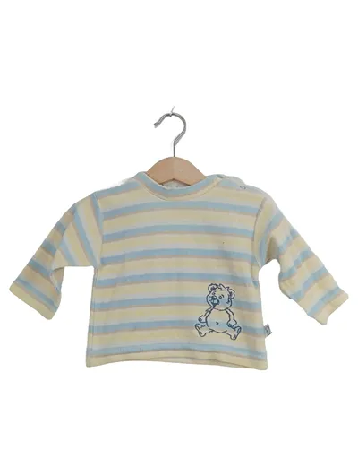 Sanetta Baby Langarmshirt Gr. 68 Gestreift Teddybär Motiv Nicki Pullover Organic