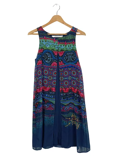 DESIGUAL Damen Sommerkleid Gr. 36/S Mehrfarbig Ethno Muster Polyester