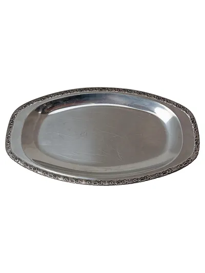 WMF Servierplatte Silber Klassisch Oval Metall Tablett 37x20 cm
