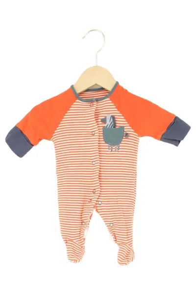 NEXT Baby Schlafanzug Gr. 56 Orange Gestreift Tiermotiv Baumwolle