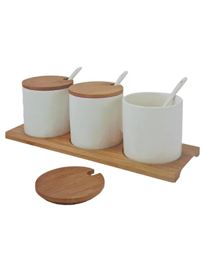 Rominox Dip Set Dipschalen Porzellan Bambus Weiß Modern Elegant 10-teilig