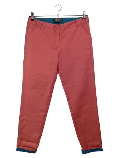 BRAKEBURN Damen Stoffhose UK 12 DE 40 L Rot Casual Vintage Baumwolle