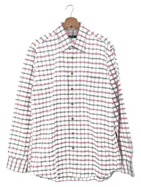 Arido Damen Bluse Gr. 40/M Kariert Weiß Rosa Grün 100% Baumwolle 1