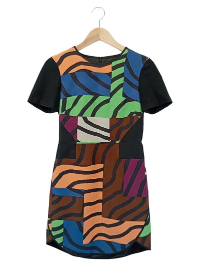 TIBI NEW YORK Damen Blusenkleid Gr. 34/XS Mehrfarbig Wolle Seide Grafisch