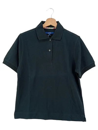 Arido Damen Poloshirt Gr. 38/M Schwarz Baumwolle Kurzarm Casual