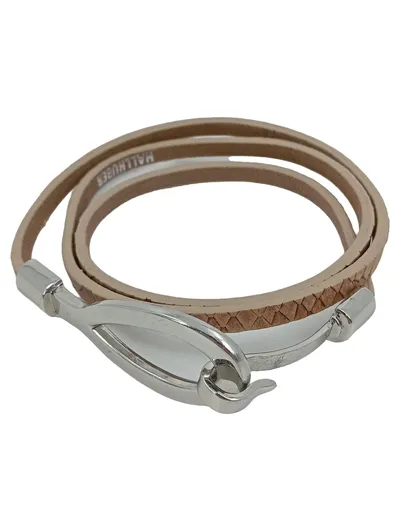 HALLHUBER Armband Damen Leder Beige Elegant Wickelarmband 89cm