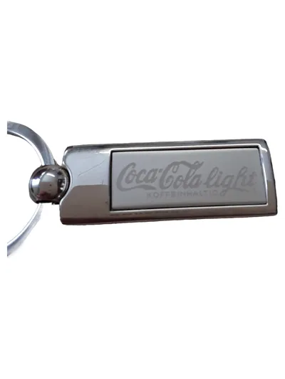 Coca-Cola Schlüsselanhänger Logo Silber Metall 8cm Modern Gebraucht
