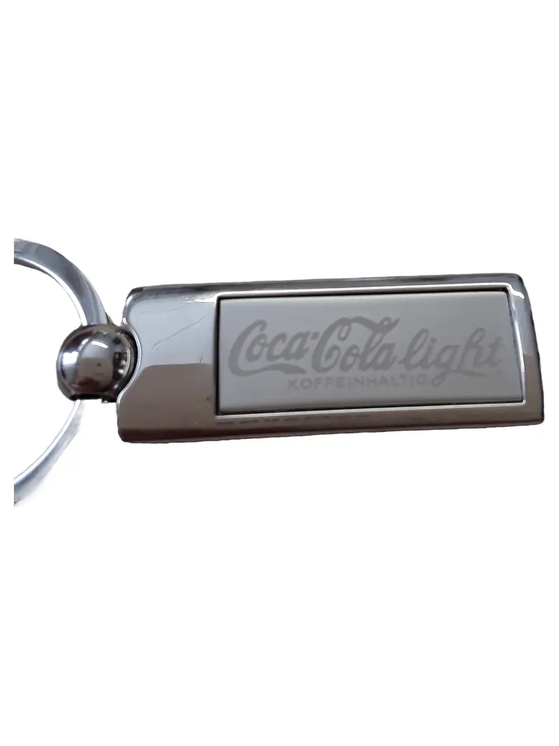 Coca-Cola Schlüsselanhänger Logo Silber Metall 8cm Modern Gebraucht 2