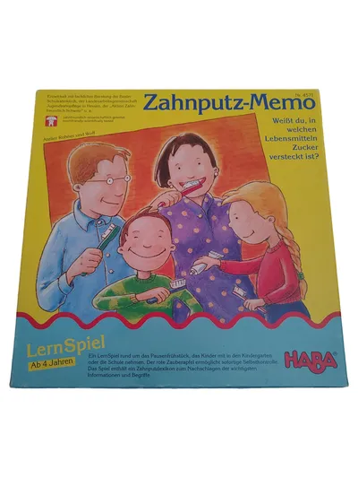 HABA Zahnputz-Memo Lernspiel Gedächtnisspiel Kinderspiel ab 4 Jahre Gelb