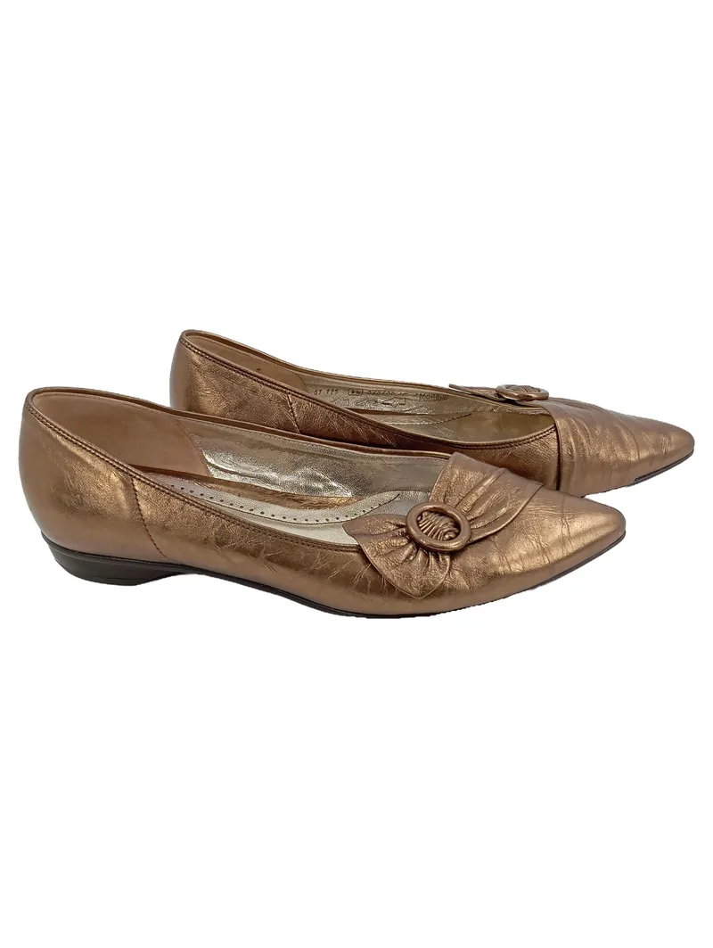 GABOR Ballerinas Damen Gr. 37.5 Braun Elegant Metallic Schleife 1