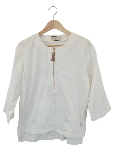 SPOON GOLF Damen Langarmshirt Gr. 36/S Weiß Sportlich Reißverschluss