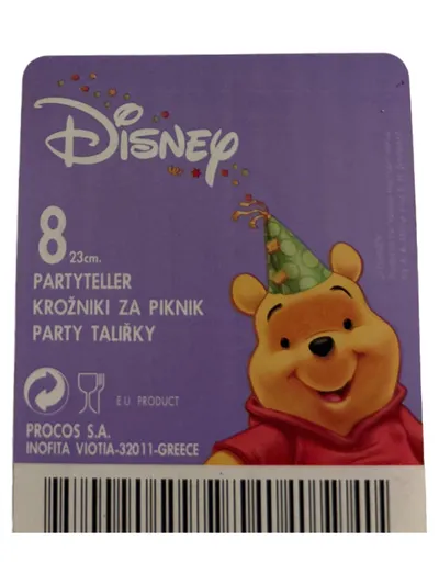 Disney Winnie Puuh Kinderteller 8er Set Gelb Bär Papier 23cm Geburtstag