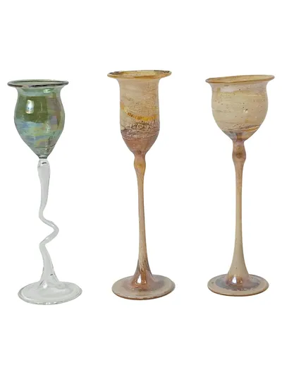ARS VITRARIA Elegante Glas Vase Kelchförmig Mehrfarbig Handarbeit Vintage