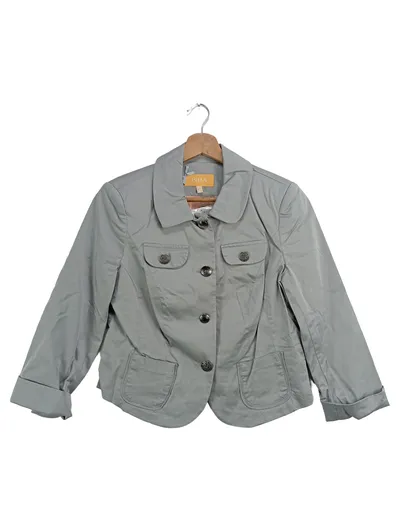 BIBA Damen Blazer Gr. 36/S Grau Baumwolle Elegant Klassisch Vintage
