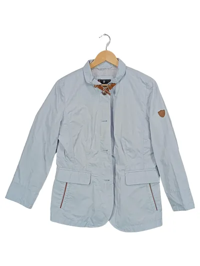 Basler Damen Jacke Gr. 38 Blau Übergangsjacke Stehkragen Riegel Casual