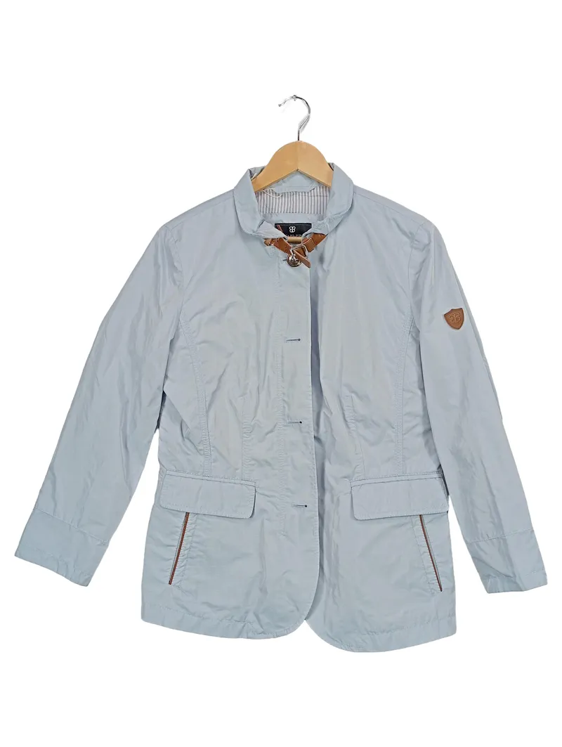 Basler Damen Jacke Gr. 38 Blau Übergangsjacke Stehkragen Riegel Casual 1