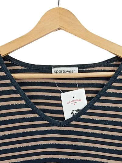Ulla Popken Damen T-Shirt gestreift Blau Gr. 50x52 Casual