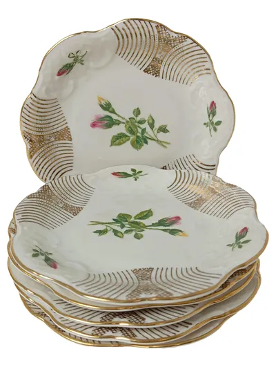 BAVARIA Sammelteller 5er Set Porzellan Weiß Rosen Klassisch Vintage Festlich