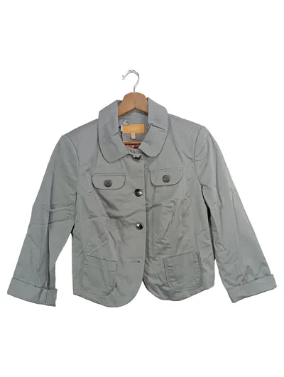 BIBA Damen Blazer Grau 36;S Elegant Klassisch Baumwolle 3/4-Arm