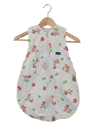 ALVI Baby Schlafsack Gr. 74 (70cm) Weiß Tiermotive Fuchs Igel Baumwolle