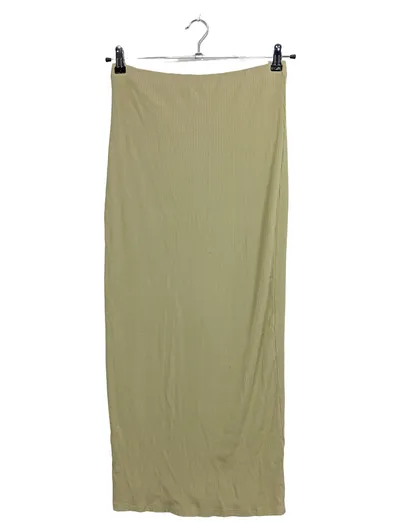 EDITED Damen Bleistiftrock Gr. 40/L Oliv Rippstrick Maxirock Viskose