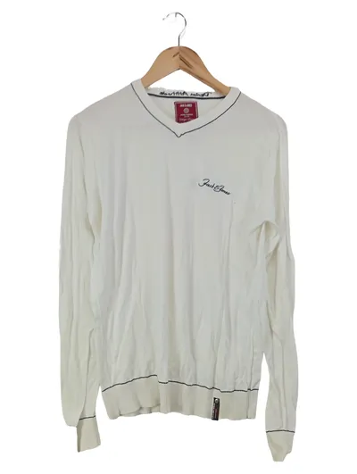 JACK & JONES Herren Langarmshirt V-Ausschnitt Logo Gr. 46;S Weiß Basic