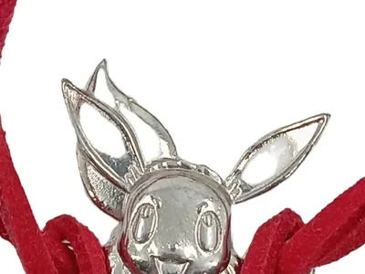 Pokémon Evoli Armband Rot Silber Metall Wildleder 18cm Anime Fan