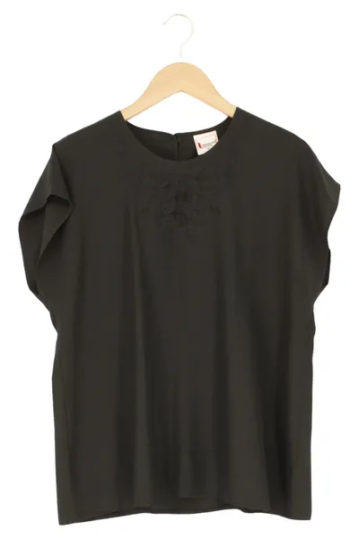 HERMANN LANGE Damen Bluse Gr. 42 XL Schwarz Elegant Business Stickerei