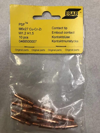 ESAB Kontaktdüse PSF M6x27 W1,2 H1,5 10 Stück Gold Schweißzubehör