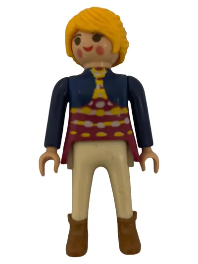Playmobil Frau blond Spielfigur City Life Mama Dutt blaues Shirt gebraucht