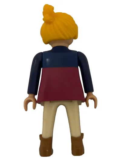 Playmobil Frau blond Spielfigur City Life Mama Dutt blaues Shirt gebraucht