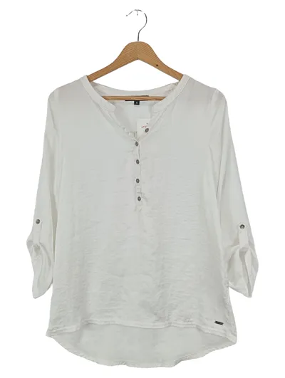 ALPHA STUDIO Damen Bluse Gr. 36/S Weiß Klassisch Elegant Polyester
