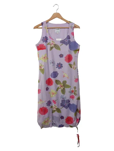 LA ROCHELLE Damen Freizeitkleid Gr. 36/S Lila Florales Muster Bohemian Vintage