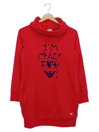 ARMANI JUNIOR Kinder Sweatkleid Gr. 152 Rot Schriftzug Logo Streetwear 1